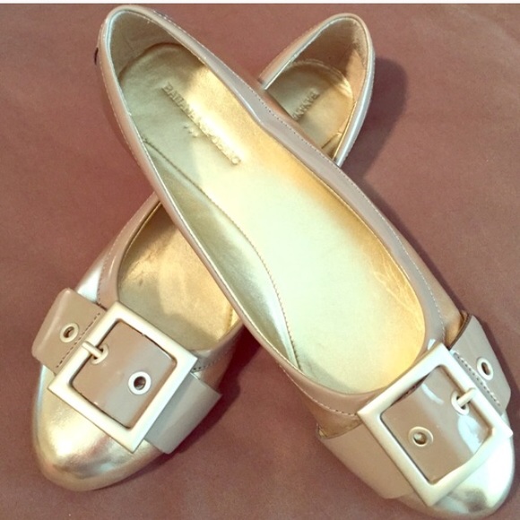 Banana Republic Gold and beige flat. Never worn.