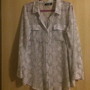 Gray and White snake print blouse