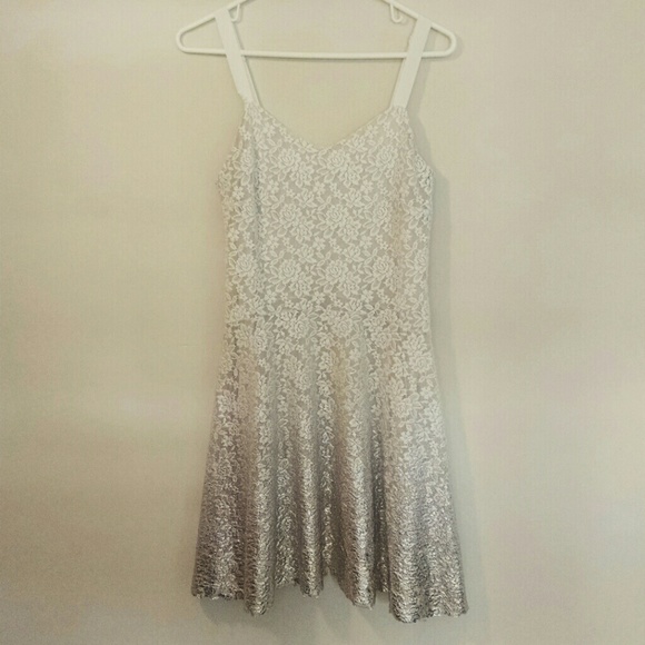 Cream and Gold Ombre Lace Dress