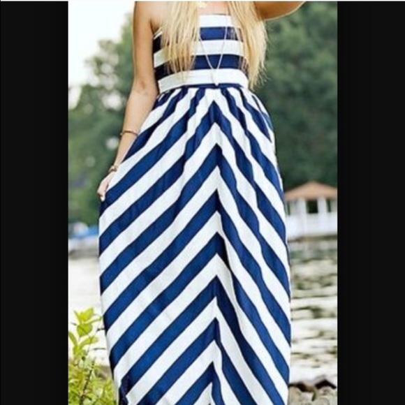 Navy Blue and White Maxi