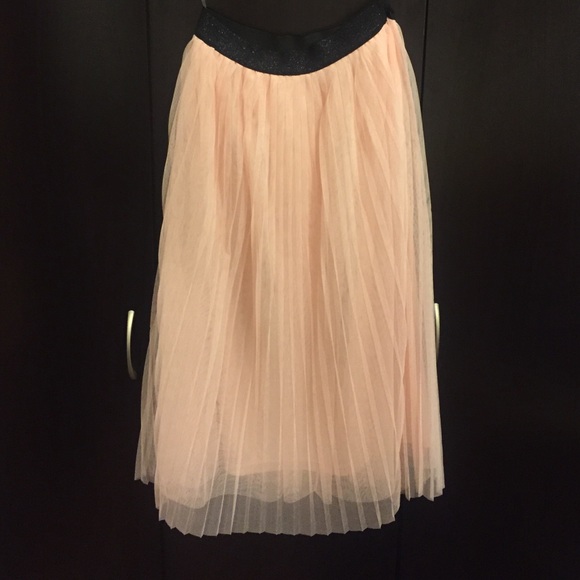 Pink pleated tulle skirt
