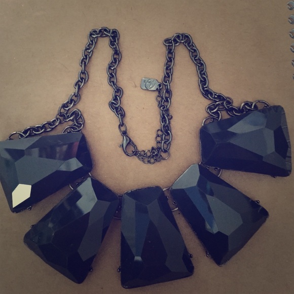 Black gem statement necklace