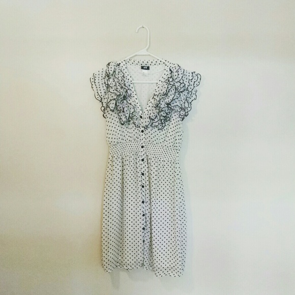 Cream Polka Dot Ruffle Dress