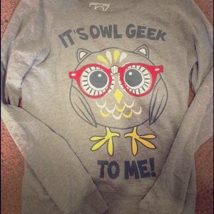 Large Gray Geek Owl Sweater