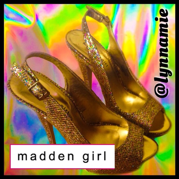 Madden Girl gold multicolor, peep toe pumps