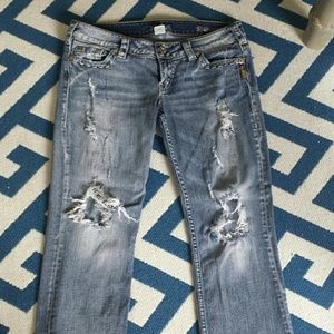Silver Jeans distressed denim capris