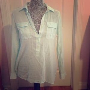 Mint colored thin long-sleeve top