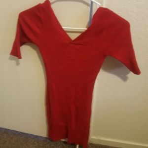 Red bodycon dress with slightly open back ..