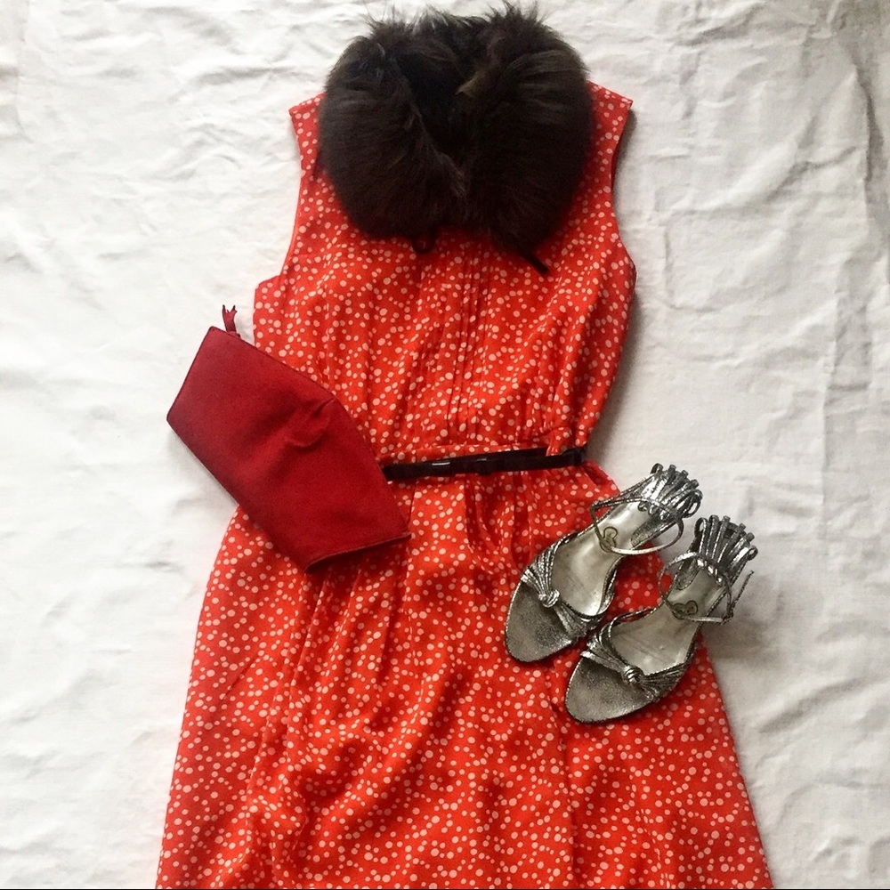 Polka dots orange summer dress