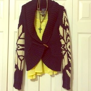 Navy and white American Eagle cardigan sweater