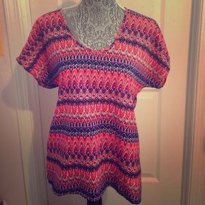 Bright multi-colored short sleeved top
