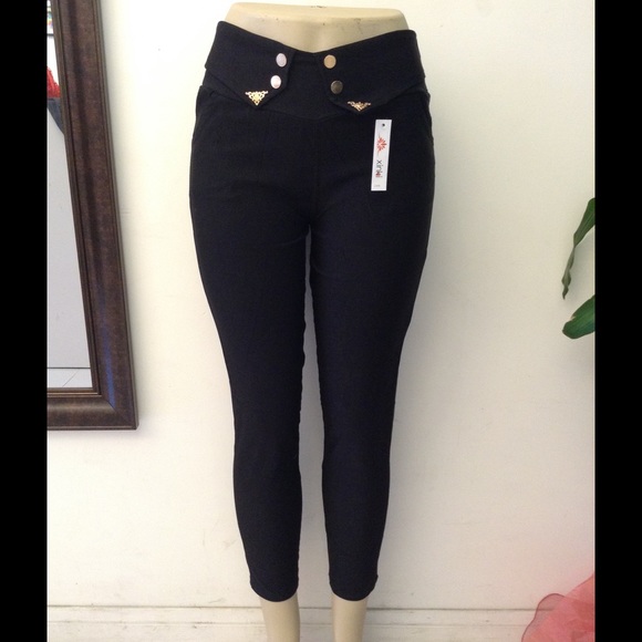 Black buckle one size jeggings