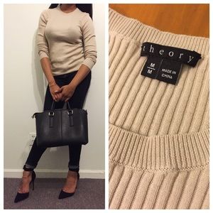 Nude L/S Ribbed Knit Theory Top Sz M