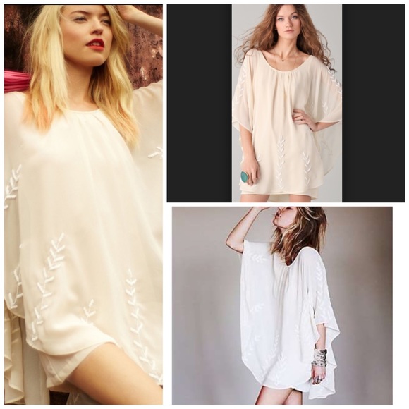 Free People Dresses & Skirts - Embellished FREE PEOPLE Cape Dress NWOT White