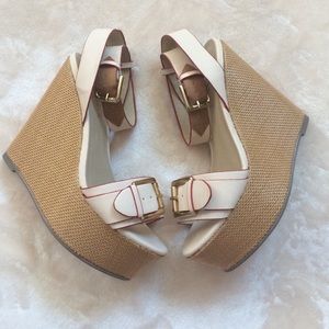 Nude Buckled Wedges