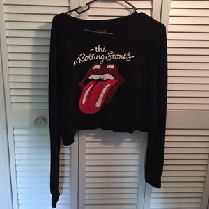 Glitter Rolling Stones cropped sweatshirt