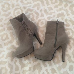 Grey suede booties