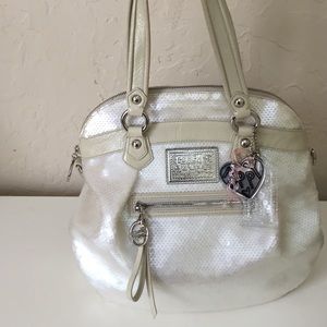 ON HOLD!  Rare large white coach poppy purse