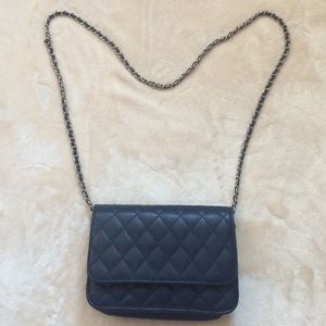Navy Blue Quilted Crossbody Bag