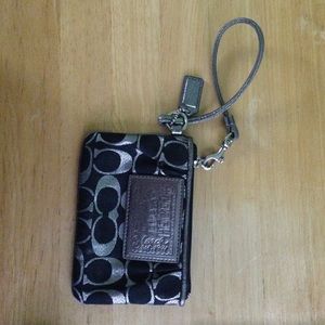 Coach Poppy Wristlet in Silver and Black