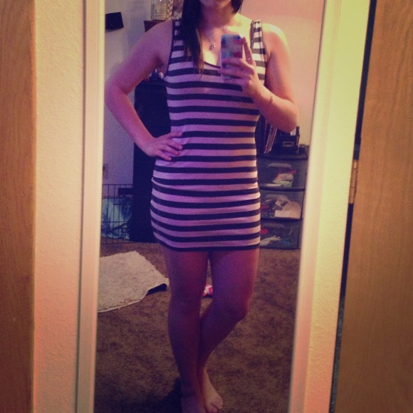 Gray and light pink stripes dress!