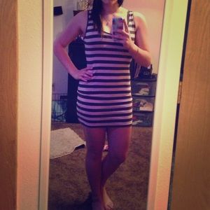 Gray and light pink stripes dress!