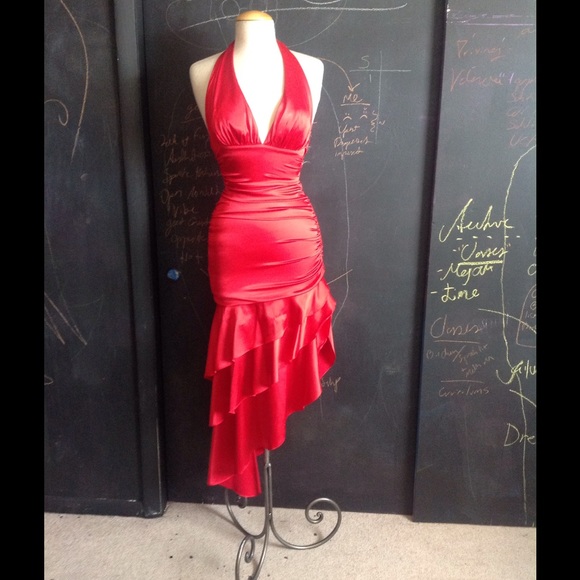 Red satin cocktail/prom dress