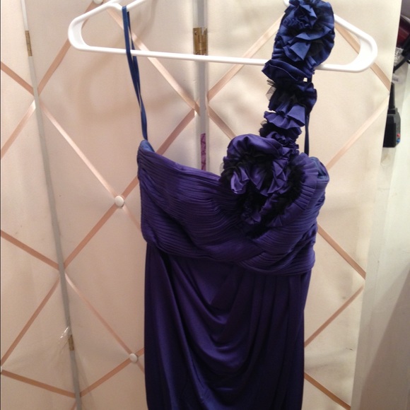 BCBG Royal Blue One Shoulder Dress. Worn once. - Picture 2 of 5