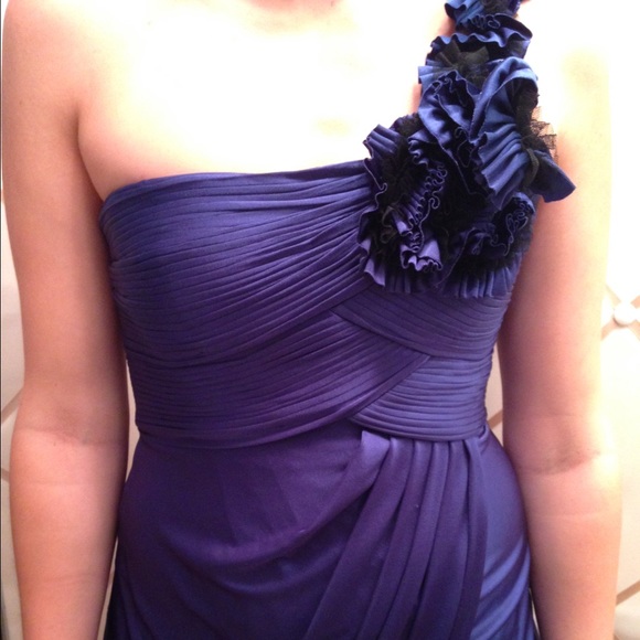 BCBG Royal Blue One Shoulder Dress. Worn once. - Picture 3 of 5