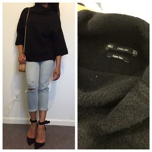 Black Chunky Bell Sleeve Zara Knit Sweater Sz M