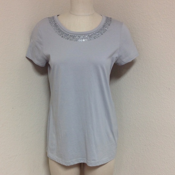 Grey beaded cotton dress t-shirt
