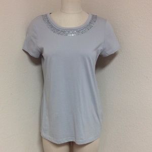 Grey beaded cotton dress t-shirt