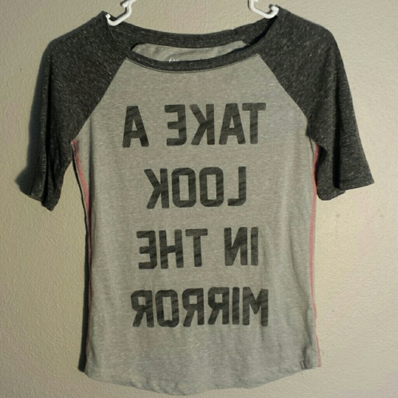 Backwards Print Raglan Style T-Shirt