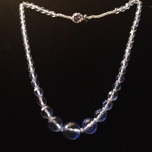 Blue, vintage glass ,beaded necklace orig. design - Picture 2 of 3