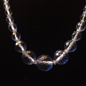 Blue, vintage glass ,beaded necklace orig. design