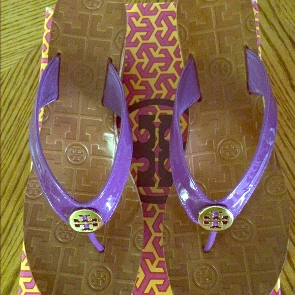 Tory Burch Purple Patent Leather Wedge Sandal