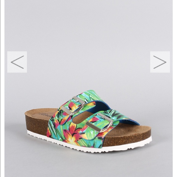 Breckelle Floral Buckle Footbed Sandal