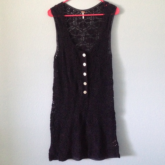 Free People Crochet Navy Dress