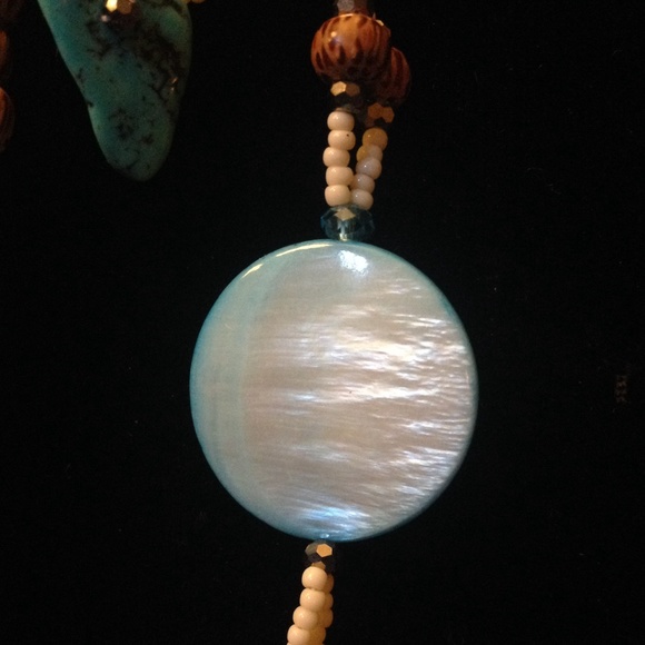 Turquoise n wood beaded bracelet, original design - Picture 3 of 3