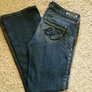 Express jeans, medium indigo, low rise, boot cut