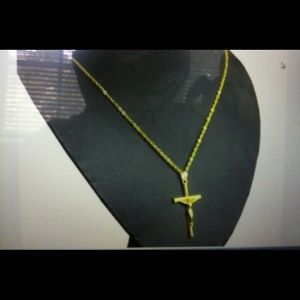 Yellow gold plated cross necklace