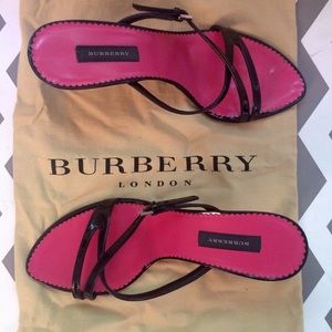 Burberry Kitten Heeled Sandals in Black