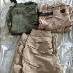 Lot of REI and north face zip off pants