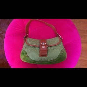 Coach hobo bag green suede