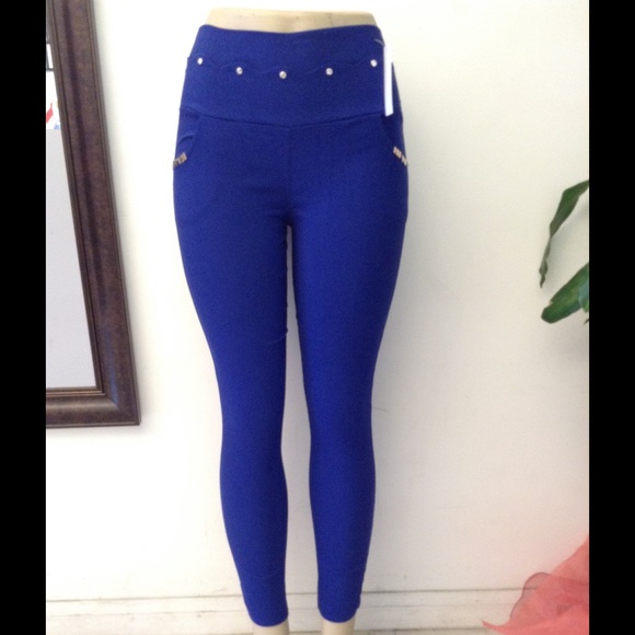 Navy blue cute cut out diamond jeggings