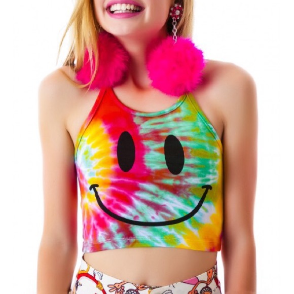 UNIF Tops - Omighty smiley tie dye halter