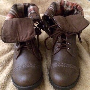 Brown combat boots