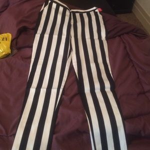 Black and white striped slacks