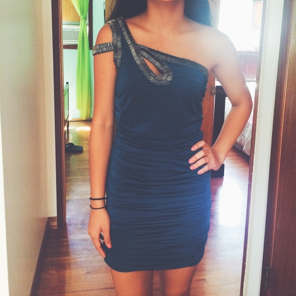 Dark blue sequin bodycon dress