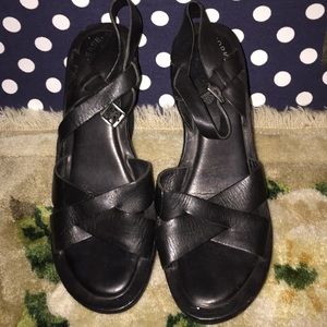 Genuine leather wedges with suede heel!!